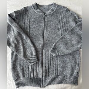 Grey Knit Zip Up Sweater